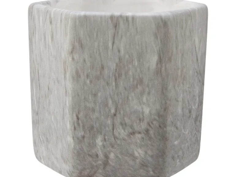 Pflanzgefäß Marmor 8,2 cm x 9 cm x 9 cm Mehrfarbig Steingrau-Braun