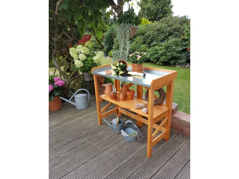 Pflanztisch klappbar mit verzinkter Arbeitsfläche 45 cm x 97 cm x 88 cm