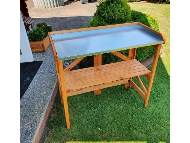 Pflanztisch klappbar mit verzinkter Arbeitsfläche 45 cm x 97 cm x 88 cm
