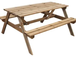 Picknick-Gartentisch Holz Braun 71,2 cm x 130,5 cm x 148 cm