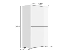 Posseik Schuhschrank Elite 2 Klappen 8 Paar Schuhe 52 cm x 96 cm Weiß-Brombeer
