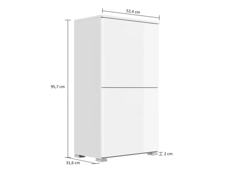 Posseik Schuhschrank Elite 2 Klappen 8 Paar Schuhe 52 cm x 96 cm Weiß-Brombeer