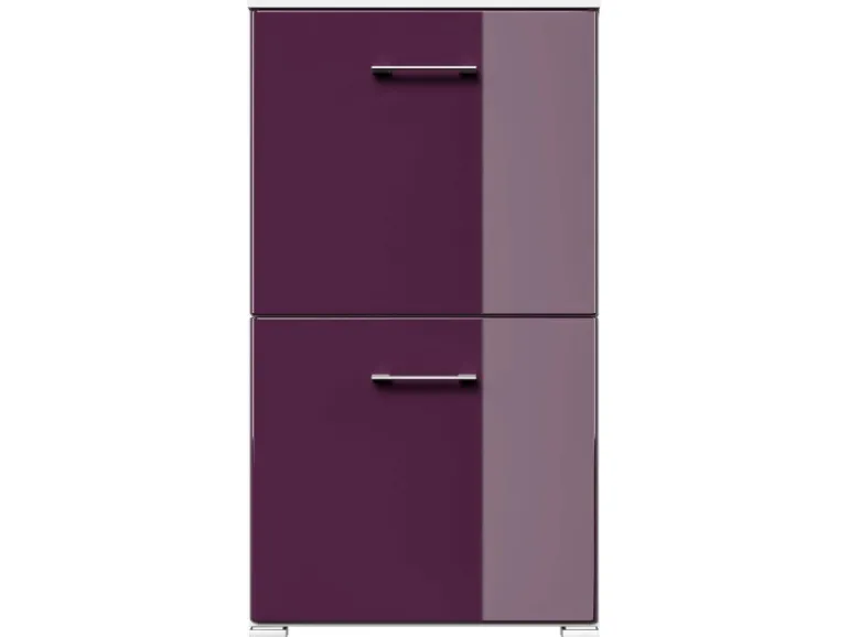 Posseik Schuhschrank Elite 2 Klappen 8 Paar Schuhe 52 cm x 96 cm Weiß-Brombeer
