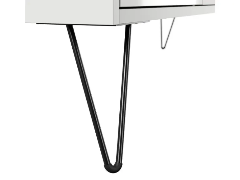 Posseik Sideboard Industrial S 2 Schubladen 1 Tür 100 cm Weiß Eiche Top