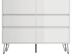 Posseik Sideboard Industrial M 6 Schubladen 120 cm Weiß Eiche Top