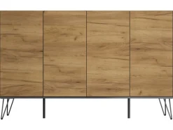 Posseik Sideboard Industrial P 4 Schubladen 4 Türen 155 cm Grafit Eiche Front