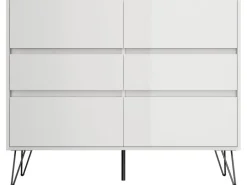 Posseik Sideboard Industrial M 6 Schubladen 120 cm Weiß Hochglanz