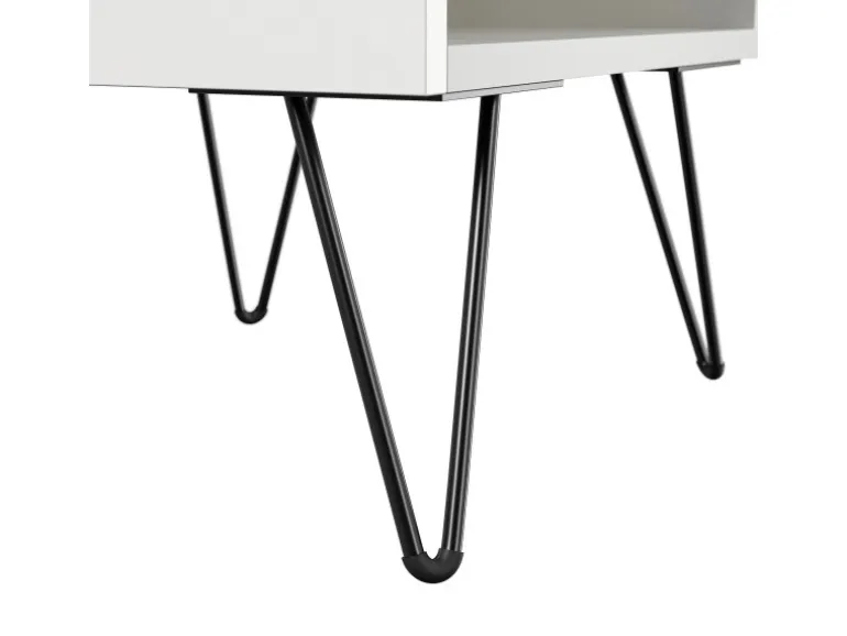 Posseik Sideboard Industrial M 6 Schubladen 120 cm Weiß Hochglanz