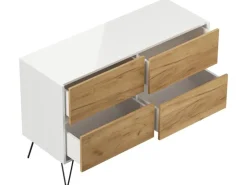 Posseik Sideboard Industrial E 4 Schubladen 120 cm Weiß Eiche Front