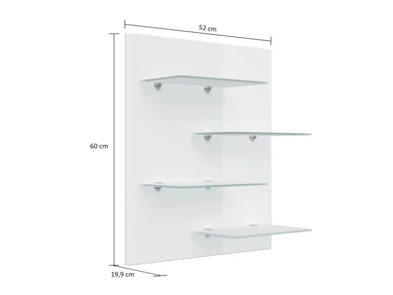 Posseik Wandregal Elite 4 Glasablagen 52 cm x 60 cm Eiche