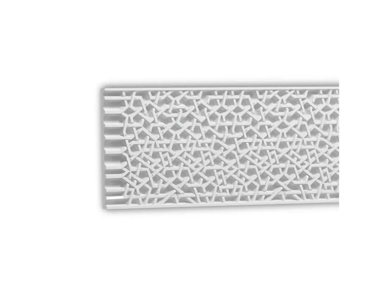 PROFHOME 151518 3D Wandpaneel Wandvertäfelung Deckenplatte Stuckleiste 2,04 m 204 cm x 3,3 cm x 25,9 cm Weiß