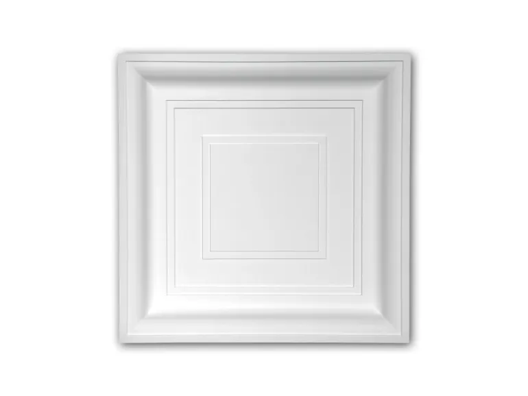 PROFHOME 157002 Deckenplatte Deckenelement Wandpaneel Stuckdekor, 60,0 cm x 60,0 cm x 6,5 cm Weiß