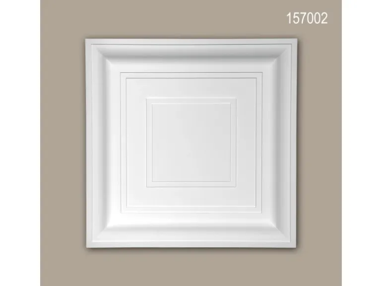 PROFHOME 157002 Deckenplatte Deckenelement Wandpaneel Stuckdekor, 60,0 cm x 60,0 cm x 6,5 cm Weiß