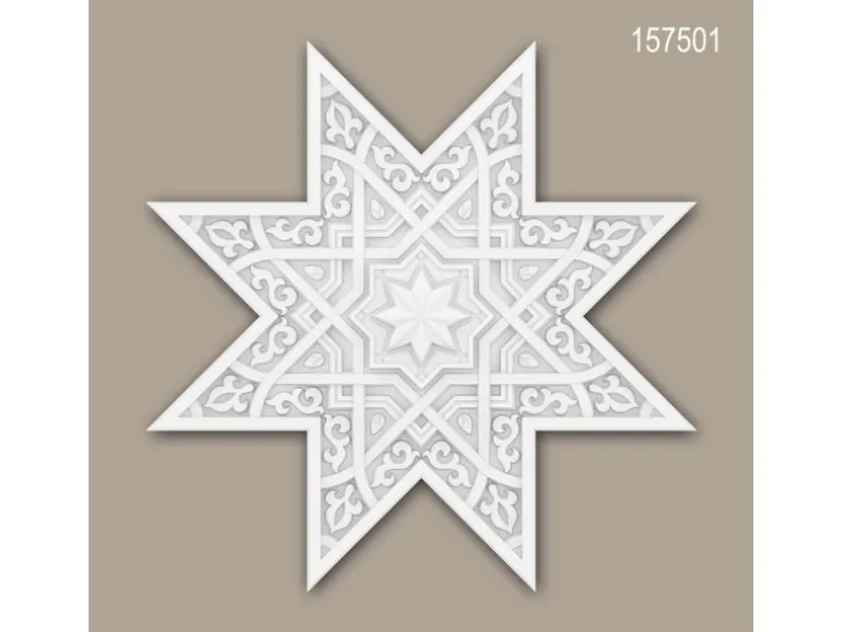 PROFHOME 157501 RoSette Deckenplatte Zierelement Deckenelement 53,5 x 53,5 cm 53,5 cm x 53,5 cm x 6,1 cm Weiß