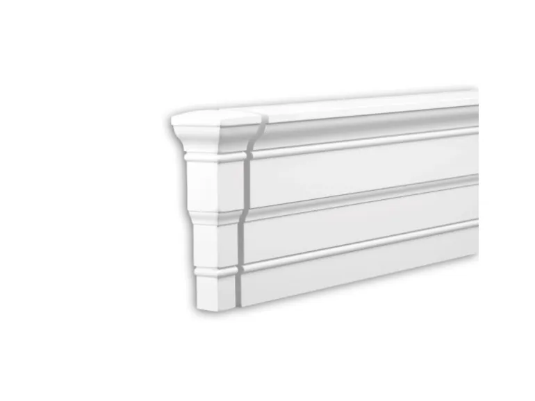 PROFHOME 404331 Stirnelement Außenstuck Zierelement Fassaden Element 6,7 cm x 6,7 cm x 20,8 cm Weiß