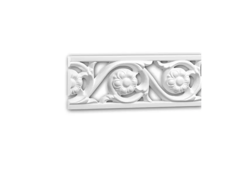 PROFHOME 151369 Wand- und Friesleiste Stuckleiste Zierleiste Friesleiste 2 m 200 cm x 1,1 cm x 5,4 cm Weiß