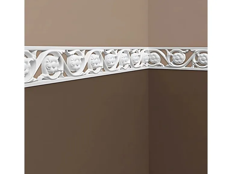 PROFHOME 151369 Wand- und Friesleiste Stuckleiste Zierleiste Friesleiste 2 m 200 cm x 1,1 cm x 5,4 cm Weiß
