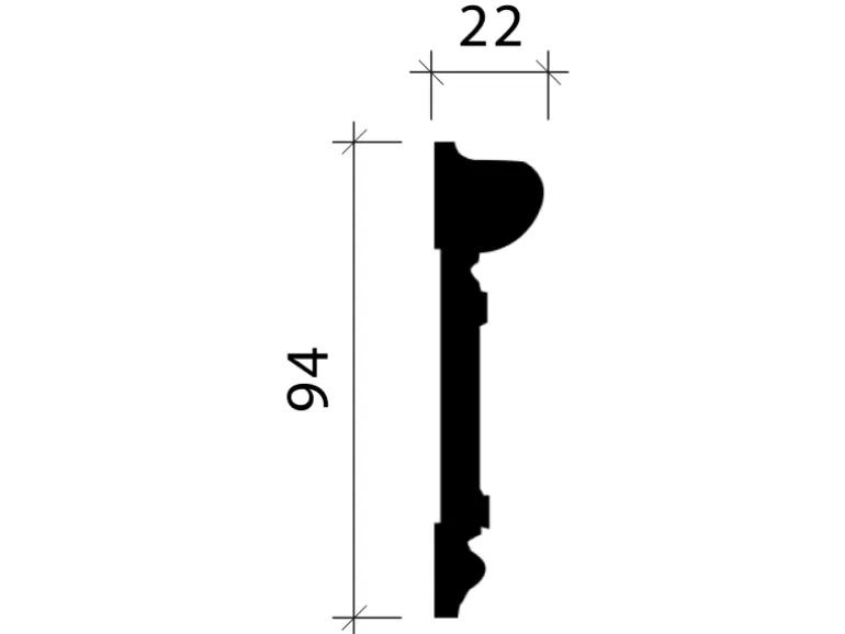 PROFHOME 651345 Wandleiste Friesleiste Zierleiste Wandleiste 2 m 200 cm x 2,2 cm x 9,4 cm Weiß