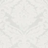 PROFHOME 554338-GU Barock Tapete Ornament Schimmernd Weiß Perl-Weiß 0,53 m x 10,05 m 5,33 m2 Weiß