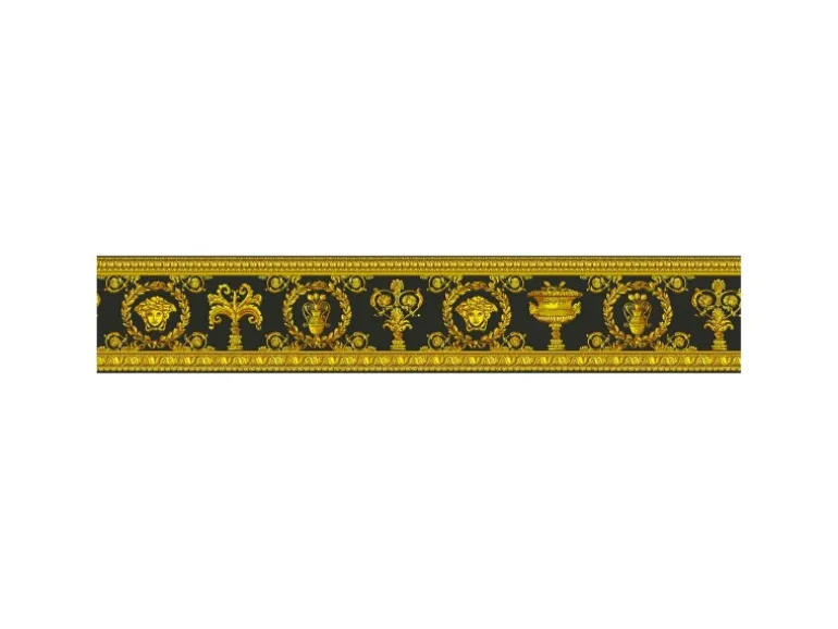 PROFHOME 343051-GU Exklusive Luxus Tapete Barock Matt Gold Gelb Schwarz 0,45 m2 0,09 m x 5,00 m 0,45 m2 Gold