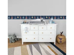 PROFHOME 403757-GU Grafik Tapete Kindertapete Matt Blau Rot Gelb 0,75 m2 0,15 m x 5,00 m 0,75 m2 Blau
