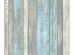 PROFHOME 319932-GU Holz Tapete Holzoptik Matt Blau Grau Creme 0,53 m x 10,05 m 5,33 m2 Blau