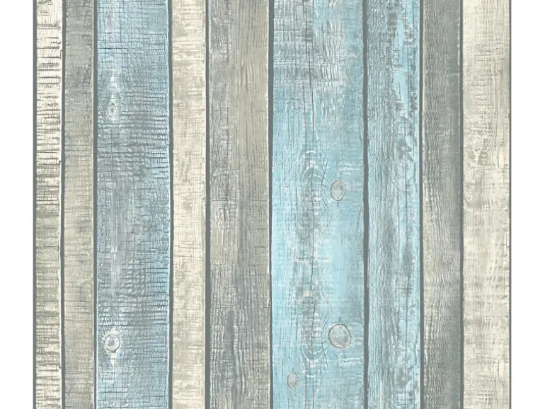 PROFHOME 319932-GU Holz Tapete Holzoptik Matt Blau Grau Creme 0,53 m x 10,05 m 5,33 m2 Blau