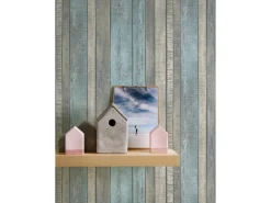 PROFHOME 319932-GU Holz Tapete Holzoptik Matt Blau Grau Creme 0,53 m x 10,05 m 5,33 m2 Blau