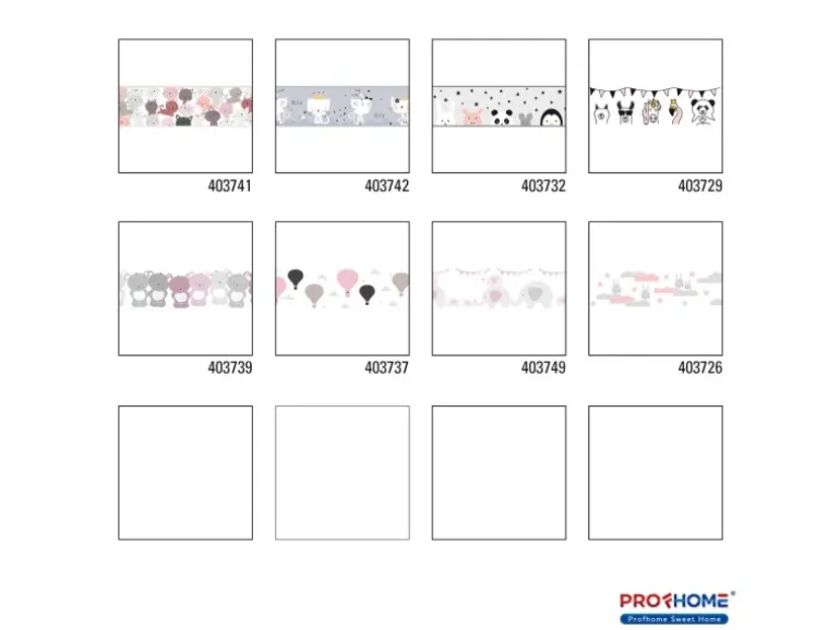 PROFHOME 403741-GU Tiermotiv Tapete Kindertapete Matt Rosa Grau Weiß 0,75 m2 0,15 m x 5,00 m 0,75 m2 Rosa