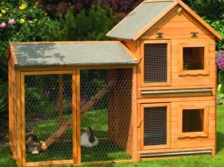 Promadino Kleintiervilla Maxi mit Erweiterung und Freilaufgehege