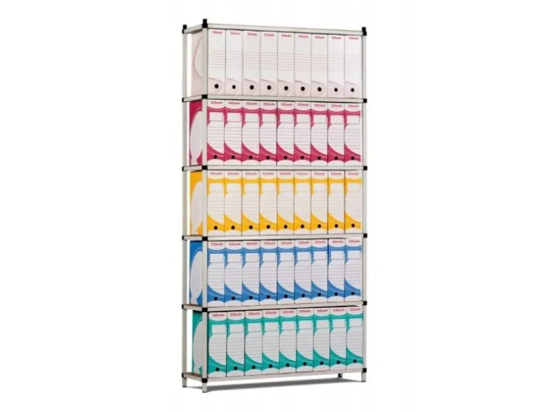 PROREGAL Aktenregal HxBxT 200 x 100 x 34 cm 6 Ebenen Spanplatten-Fachboden Fachlast 60 kg Bis Zu 66 Archivordnern mit Hebel Lichtblau-Lichtgrau