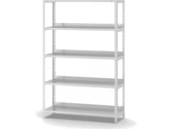 PROREGAL Aktenregal Schraubsystem Grundregal HxBxT 150 x 100 x 30 cm 5 Ebenen Fachlast 60 kg Mit Deckboden Einseitig Nutzbar Lichtgrau