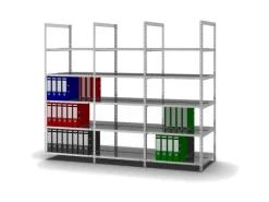 PROREGAL Aktenregal Schraubsystem Grundregal HxBxT 185 x 75 x 60 cm 5 Ebenen Fachlast 90 kg Ohne Deckboden Beidseitig Nutzbar Verzinkt