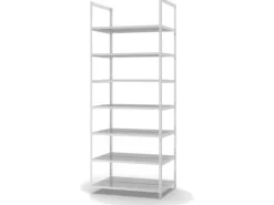 PROREGAL Aktenregal Schraubsystem Grundregal HxBxT 255 x 100 x 60 cm 7 Ebenen Fachlast 90 kg Ohne Deckboden Beidseitig Nutzbar Lichtgrau