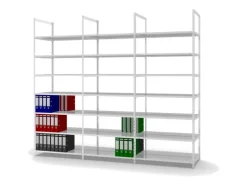 PROREGAL Aktenregal Schraubsystem Grundregal HxBxT 255 x 100 x 60 cm 7 Ebenen Fachlast 90 kg Ohne Deckboden Beidseitig Nutzbar Lichtgrau