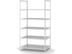 PROREGAL Aktenregal Schraubsystem Grundregal HxBxT 185 x 100 x 60 cm 5 Ebenen Fachlast 90 kg Ohne Deckboden Beidseitig Nutzbar Lichtgrau