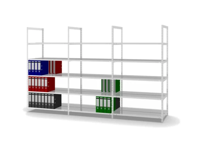 PROREGAL Aktenregal Schraubsystem Grundregal HxBxT 185 x 100 x 60 cm 5 Ebenen Fachlast 90 kg Ohne Deckboden Beidseitig Nutzbar Lichtgrau