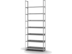 PROREGAL Aktenregal Schraubsystem Grundregal HxBxT 255 x 100 x 30 cm 7 Ebenen Fachlast 60 kg Ohne Deckboden Einseitig Nutzbar Verzinkt