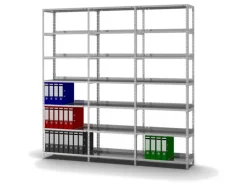 PROREGAL Aktenregal Schraubsystem Grundregal HxBxT 220 x 75 x 30 cm 7 Ebenen Fachlast 60 kg Mit Deckboden Einseitig Nutzbar Verzinkt