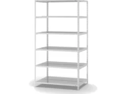 PROREGAL Aktenregal Schraubsystem Grundregal HxBxT 185 x 100 x 60 cm 6 Ebenen Fachlast 90 kg Mit Deckboden Beidseitig Nutzbar Lichtgrau