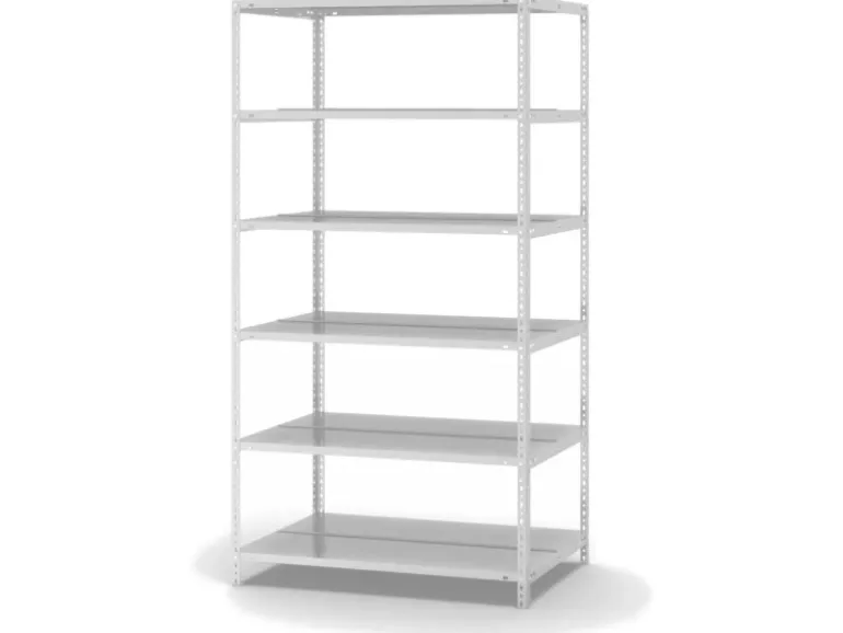 PROREGAL Aktenregal Schraubsystem Grundregal HxBxT 185 x 100 x 60 cm 6 Ebenen Fachlast 90 kg Mit Deckboden Beidseitig Nutzbar Lichtgrau