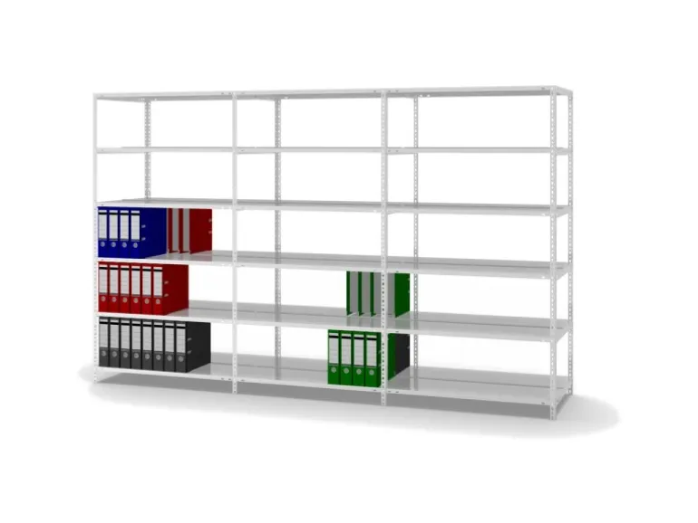 PROREGAL Aktenregal Schraubsystem Grundregal HxBxT 185 x 100 x 60 cm 6 Ebenen Fachlast 90 kg Mit Deckboden Beidseitig Nutzbar Lichtgrau