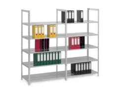 PROREGAL Aktenregal Schraubsystem Grundregal HxBxT 290 x 75 x 60 cm 8 Ebenen Fachlast 90 kg Ohne Deckboden Beidseitig Nutzbar Verzinkt