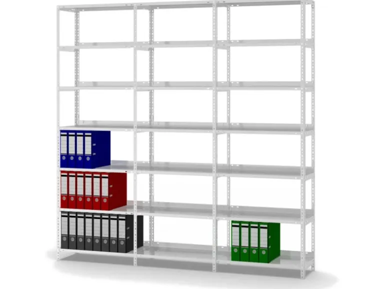 PROREGAL Aktenregal Schraubsystem Grundregal HxBxT 220 x 75 x 30 cm 7 Ebenen Fachlast 60 kg Mit Deckboden Einseitig Nutzbar Lichtgrau