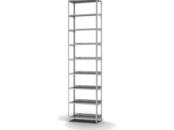 PROREGAL Aktenregal Schraubsystem Grundregal HxBxT 290 x 75 x 30 cm 9 Ebenen Fachlast 60 kg Mit Deckboden Einseitig Nutzbar Verzinkt