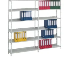 PROREGAL Aktenregal Schraubsystem Grundregal HxBxT 290 x 75 x 30 cm 9 Ebenen Fachlast 60 kg Mit Deckboden Einseitig Nutzbar Verzinkt