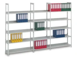PROREGAL Aktenregal Schraubsystem Grundregal HxBxT 290 x 100 x 30 cm 8 Ebenen Fachlast 60 kg Ohne Deckboden Einseitig Nutzbar Lichtgrau