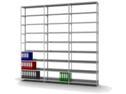 PROREGAL Aktenregal Schraubsystem Grundregal HxBxT 290 x 100 x 30 cm 9 Ebenen Fachlast 60 kg Mit Deckboden Einseitig Nutzbar Verzinkt