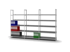 PROREGAL Aktenregal Schraubsystem Grundregal HxBxT 185 x 100 x 30 cm 5 Ebenen Fachlast 60 kg Ohne Deckboden Einseitig Nutzbar Verzinkt