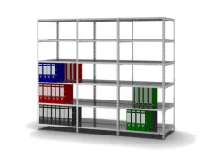 PROREGAL Aktenregal Schraubsystem Grundregal HxBxT 185 x 75 x 60 cm 6 Ebenen Fachlast 90 kg Mit Deckboden Beidseitig Nutzbar Verzinkt
